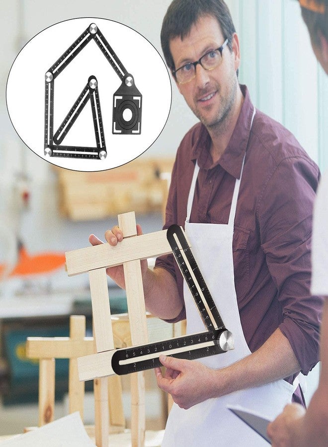 KPS أداة قياس الزوايا المتعددة القابلة للطي من سبائك الألومنيوم بستة جوانب مع دليل حفر لتحديد مكان ثقب بلاط السيراميك، مناسبة للبنائين والنجارين والحرفيين (عبوة من قطعة واحدة) - Image 5